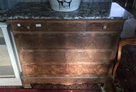 Walnut chest with marble top